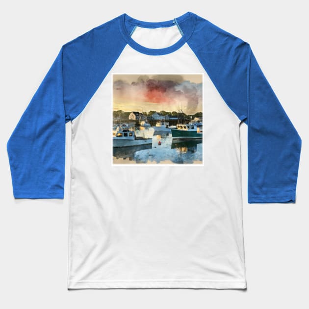 Lobster Boat Safe Harbor Baseball T-Shirt by Starbase79